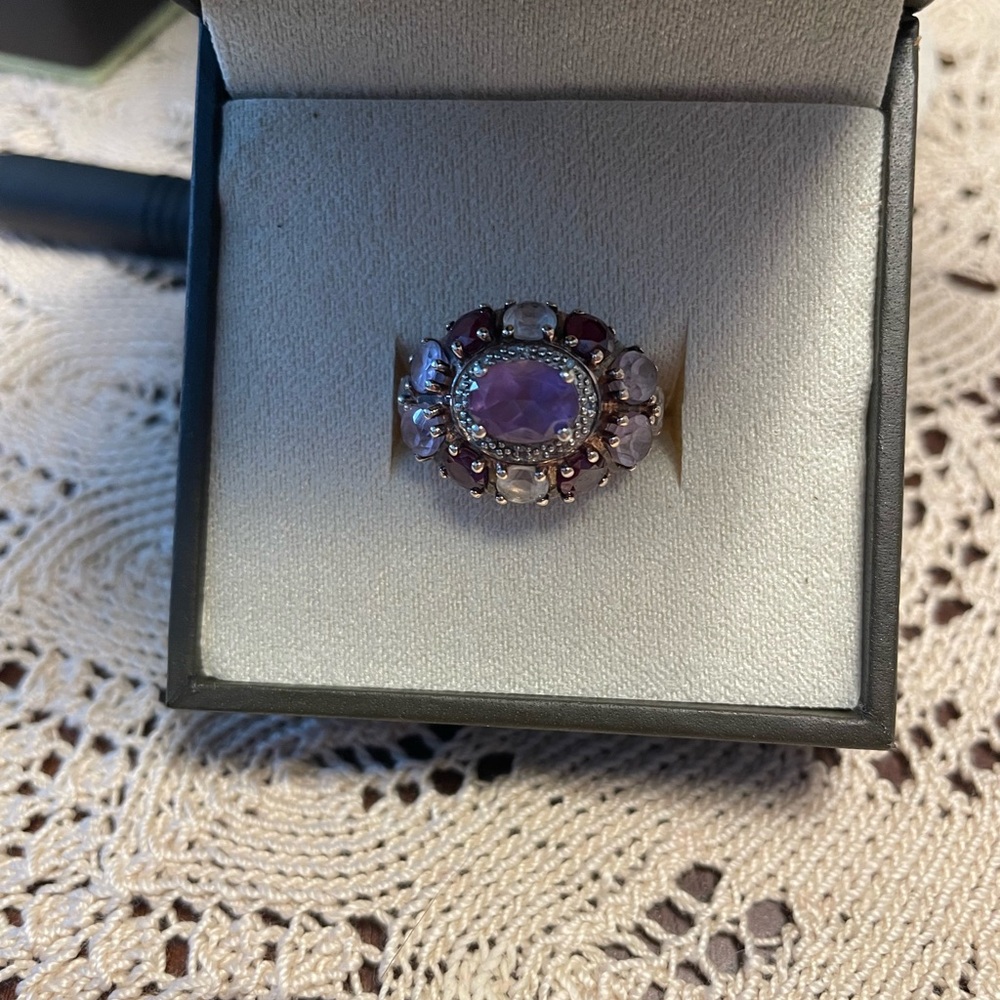 Ross-Simons Purple and Red Gemstone Ring - Picture 2 of 5